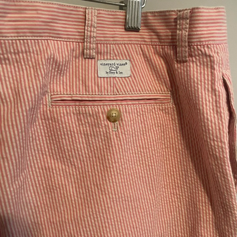 Vineyard Vines Size‎ 38 Red/pink Striped Seersucker Breaker Shorts 100% Cotton